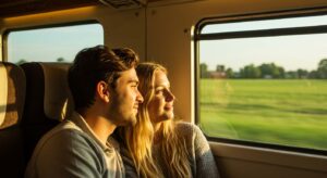 Couple in Train Carriage