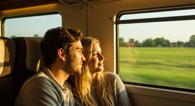 Couple in Train Carriage
