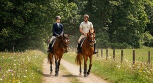 Couple enjoying a ride in the countryside